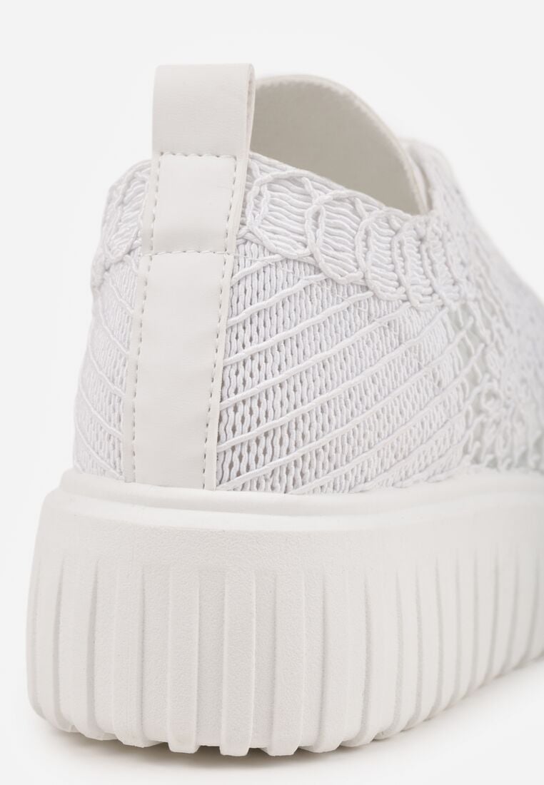 Białe Ażurowe Sneakersy Vices na Grubej Podeszwie z Tłoczeniem Luminise 9