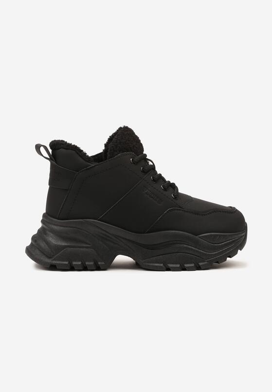 Czarne Traperki Sneakersy Vices na Grubej Tłoczonej Platformie Typu Traperki Narrise 4