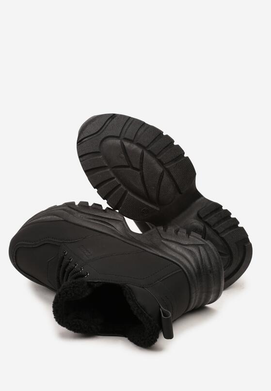 Czarne Traperki Sneakersy Vices na Grubej Tłoczonej Platformie Typu Traperki Narrise 7
