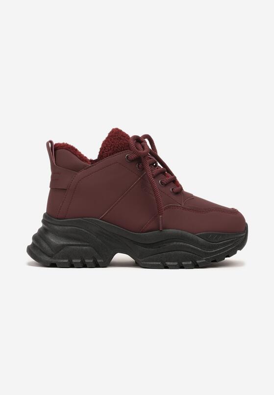 Bordowe Traperki Sneakersy Vices na Grubej Tłoczonej Platformie Typu Traperki Narrise 4