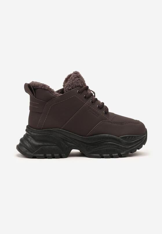 Brązowe Traperki Sneakersy Vices na Grubej Tłoczonej Platformie Typu Traperki Narrise 4