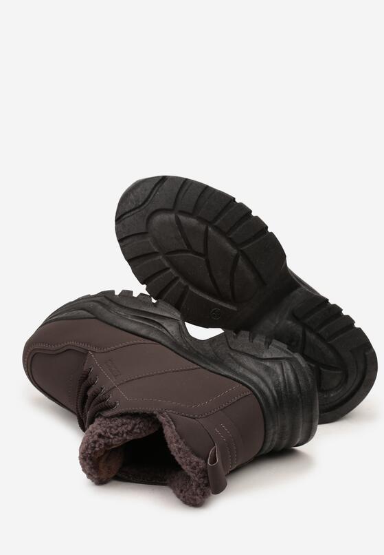 Brązowe Traperki Sneakersy Vices na Grubej Tłoczonej Platformie Typu Traperki Narrise 7