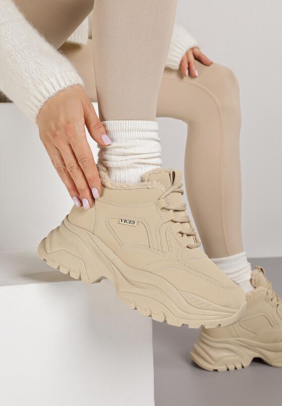 Brązowe Sneakersy Vices w Stylu Traperków Chunky na Grubej Podeszwie Leandre 2
