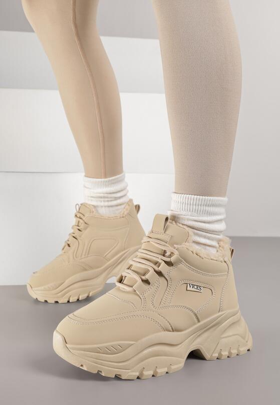 Brązowe Sneakersy Vices w Stylu Traperków Chunky na Grubej Podeszwie Leandre 3