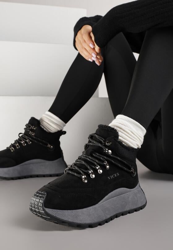 Czarne Sportowe Sneakersy Śniegowce Vices na Grubej Podeszwie Nellsana 2