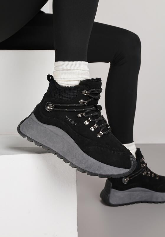 Czarne Sportowe Sneakersy Śniegowce Vices na Grubej Podeszwie Nellsana 1