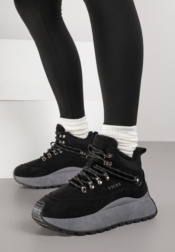 Czarne Sportowe Sneakersy Śniegowce Vices na Grubej Podeszwie Nellsana 3