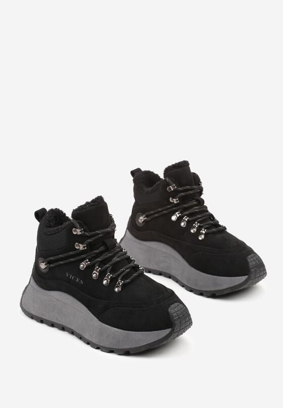 Czarne Sportowe Sneakersy Śniegowce Vices na Grubej Podeszwie Nellsana 5