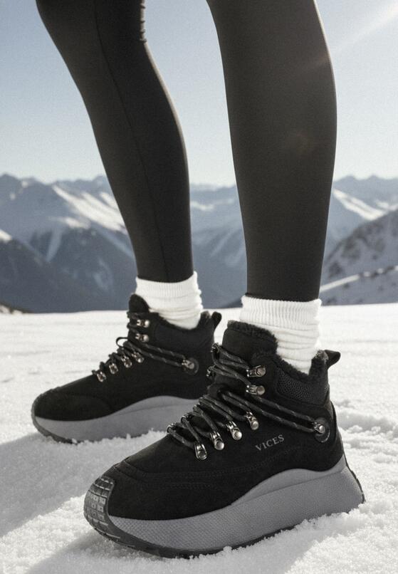 Czarne Sportowe Sneakersy Śniegowce Vices na Grubej Podeszwie Nellsana 1
