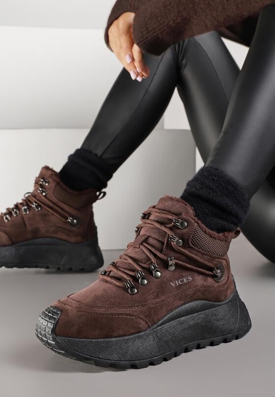 Brązowe Sportowe Sneakersy Śniegowce Vices na Grubej Podeszwie Nellsana 2