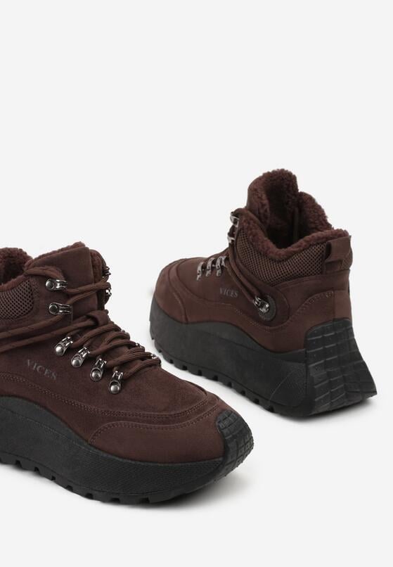 Brązowe Sportowe Sneakersy Śniegowce Vices na Grubej Podeszwie Nellsana 6
