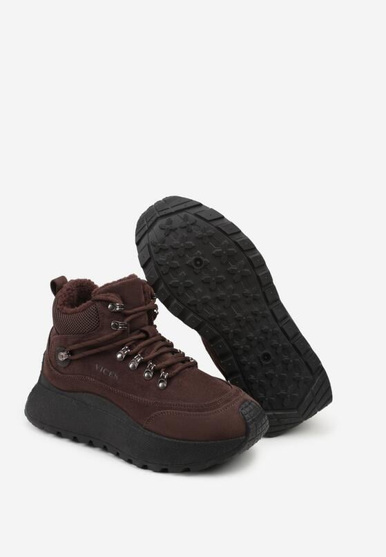 Brązowe Sportowe Sneakersy Śniegowce Vices na Grubej Podeszwie Nellsana 7