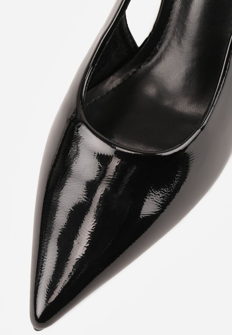 Czarne Lakierowane Sandały Vices na Szpilce Bez Pięty Tiavarelle 8
