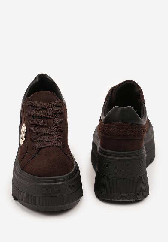 Brązowe Sneakersy Vices na Grubej Podeszwie z Metaliczną Ozdobą Tatorelis 7