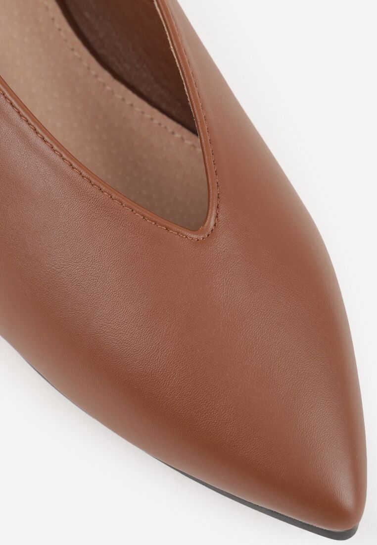 Brązowe Klasyczne Balerinki Vices ze Skórzaną Wkładką Tamelirra 8