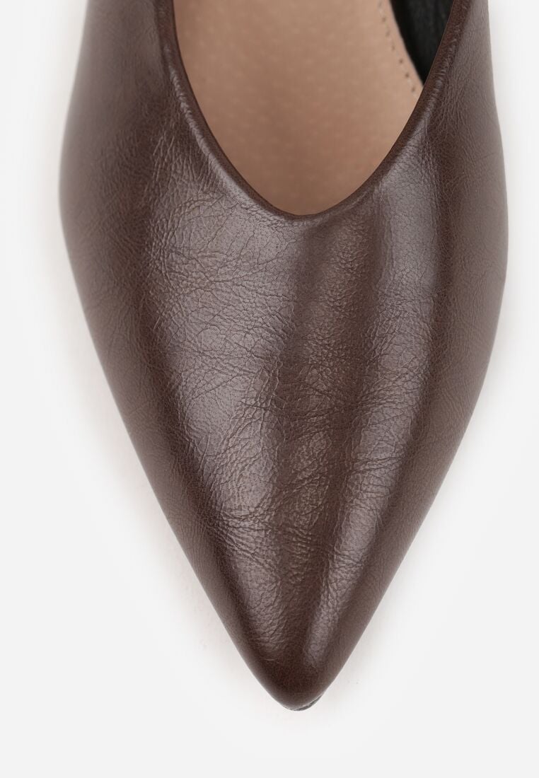 Ciemnobrązowe Czółenka Vices na Niskim Słupku ze Skórzaną Wkładką Rilenela 8