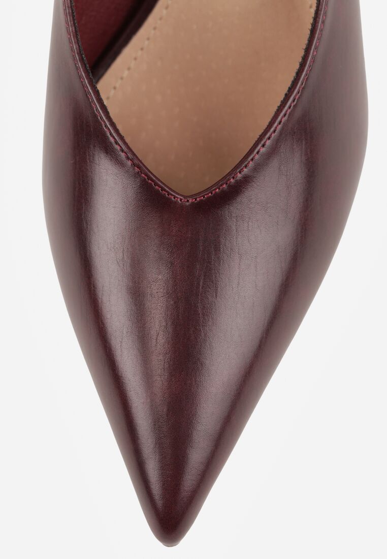 Bordowe Czółenka Vices na Obcasie Typu Kaczuszka ze Skórzaną Wkładką Sillpie 8