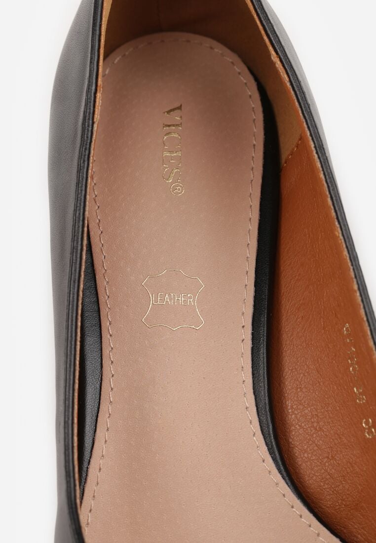 Czarne Czółenka Vices na Obcasie Typu Kaczuszka ze Skórzaną Wkładką Naliove 9