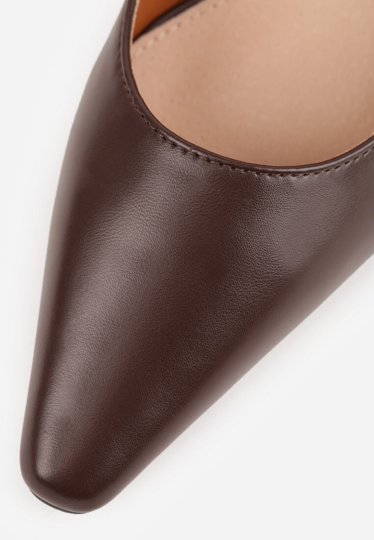 Brązowe Czółenka Vices na Obcasie Typu Kaczuszka ze Skórzaną Wkładką Naliove 9