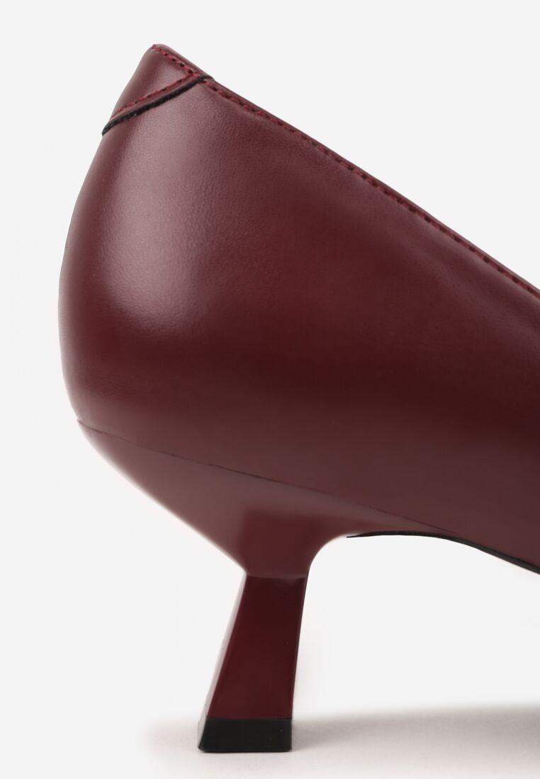 Bordowe Czółenka Vices na Obcasie Typu Kaczuszka ze Skórzaną Wkładką Naliove 8