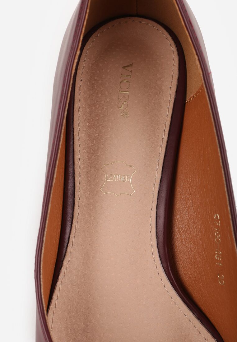 Bordowe Czółenka Vices na Obcasie Typu Kaczuszka ze Skórzaną Wkładką Naliove 9