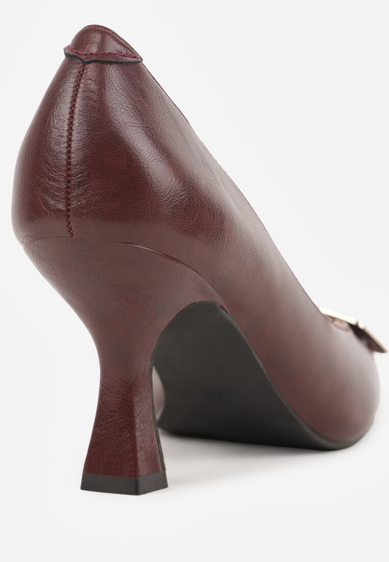 Bordowe Czółenka Vices ze Skórzaną Wkładką i Prostokątną Aplikacją Berisse 9