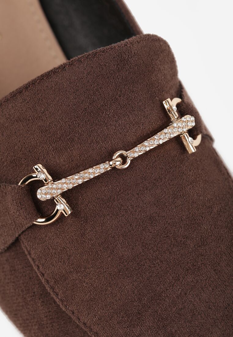 Brązowe Mokasyny Vices z Noskiem w Szpic i Metaliczną Aplikacją Rilemise 9