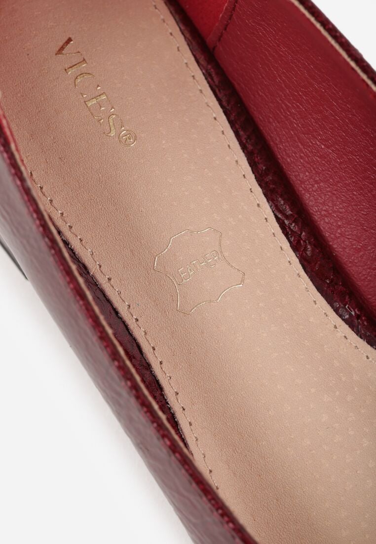 Bordowe Lakierowane Czółenka Vices z Kwadratowym Noskiem i Skórzaną Wkładką Nalireve 8