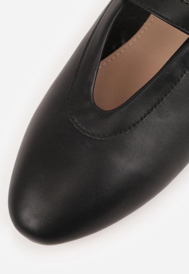 Czarne Balerinki Vices ze Skórzaną Wkładką i Paskiem ze Sprzączką Coplenda 8