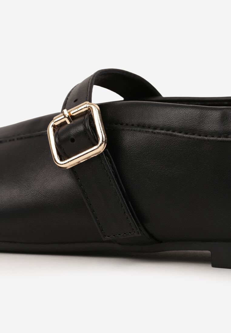 Czarne Balerinki Vices ze Skórzaną Wkładką i Paskiem ze Sprzączką Coplenda 9