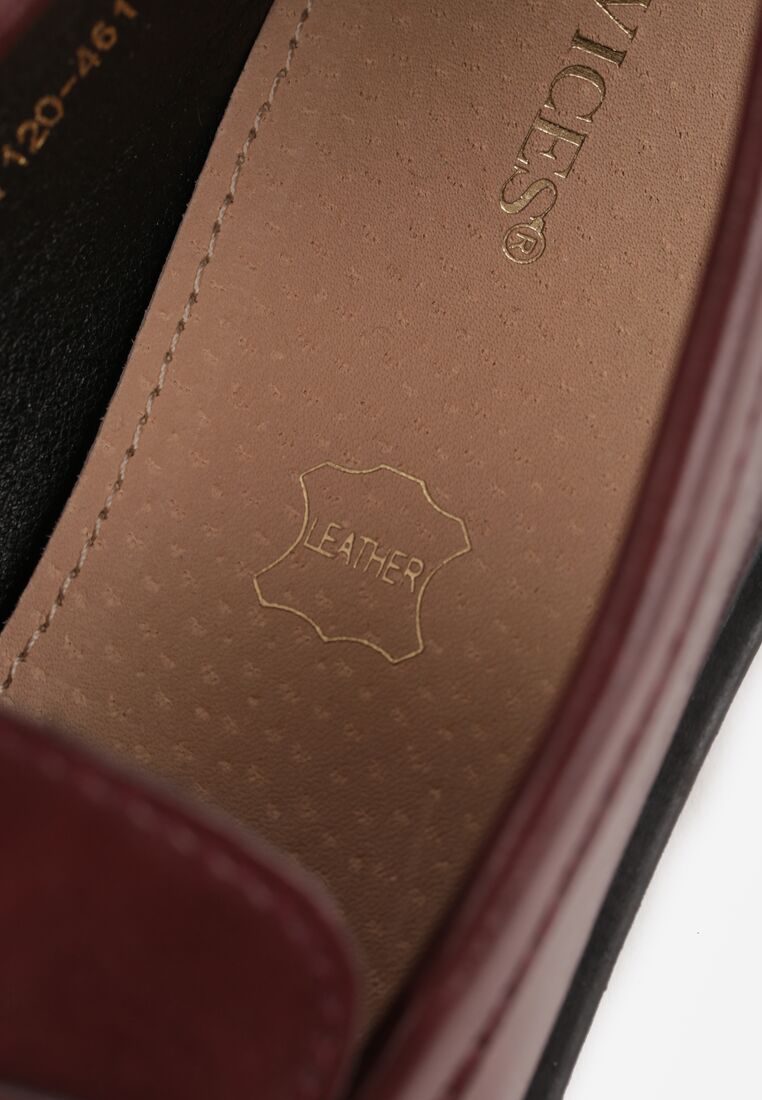 Bordowe Marszczone Mokasyny Vices ze Skórzaną Wkładką Nestia 9