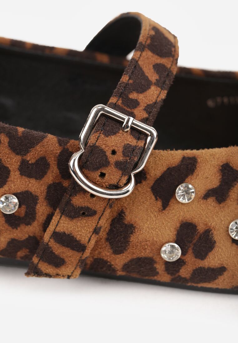 Panterkowe Balerinki Vices z Ćwiekami Paskiem z Klamerką i Skórzaną Wkładką Riletra 8