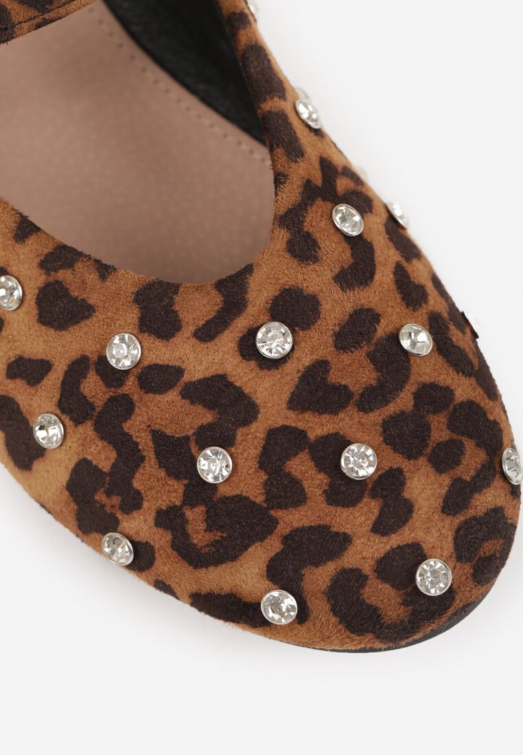 Panterkowe Balerinki Vices z Ćwiekami Paskiem z Klamerką i Skórzaną Wkładką Riletra 9