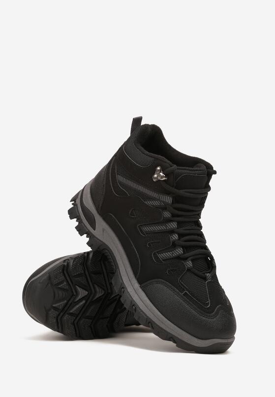 Czarne Sznurowane Buty Trekkingowe Traperki Vices na Grubej Podeszwie Afertie 5