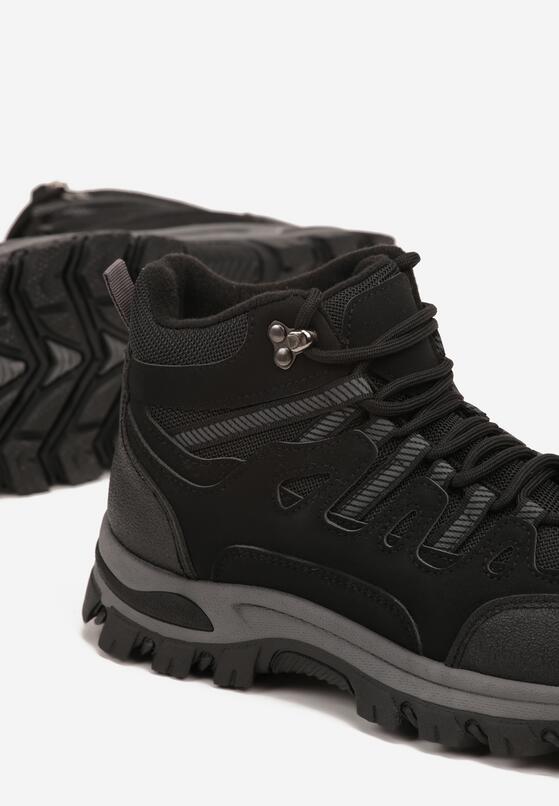 Czarne Sznurowane Buty Trekkingowe Traperki Vices na Grubej Podeszwie Afertie 6