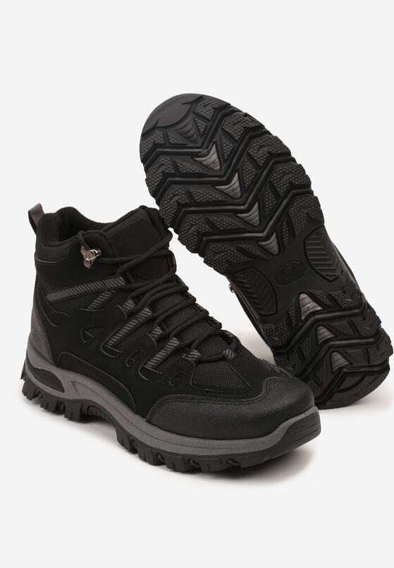 Czarne Sznurowane Buty Trekkingowe Traperki Vices na Grubej Podeszwie Afertie 7