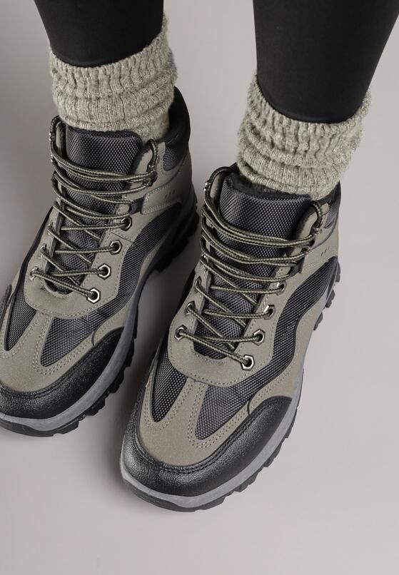 Czarno-Zielone Buty Trekkingowe Trapery Vices z Geometrycznym Wzorem Anerisse 3