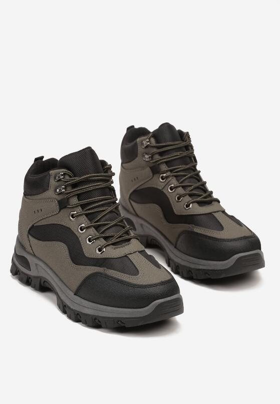 Czarno-Zielone Buty Trekkingowe Trapery Vices z Geometrycznym Wzorem Anerisse 5