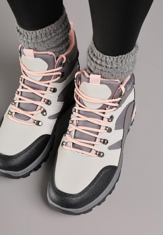 Szare Buty Trekkingowe Trapery Vices Ozdobione Przeszyciami Narrive 3