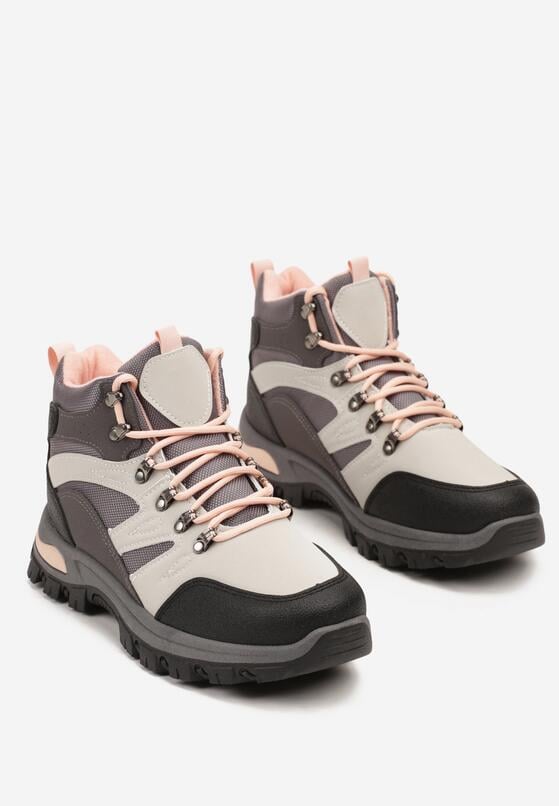Szare Buty Trekkingowe Trapery Vices Ozdobione Przeszyciami Narrive 5