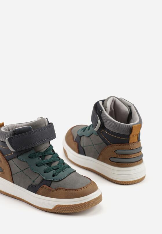 Ciemnobeżowe Botki Vices w Stylu Sneakersów z Przeszyciami Esselia 3