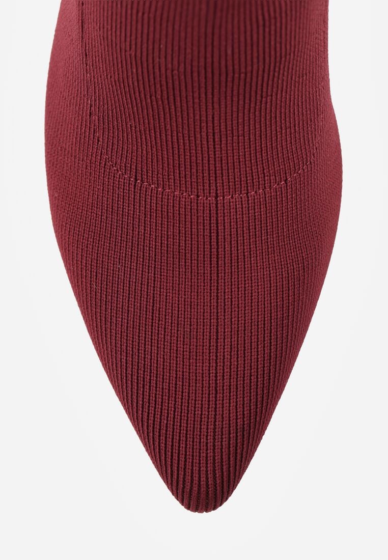 Bordowe Botki Vices na Obcasie o Geometrycznym Kształcie z Elastyczną Cholewką Falurea 8