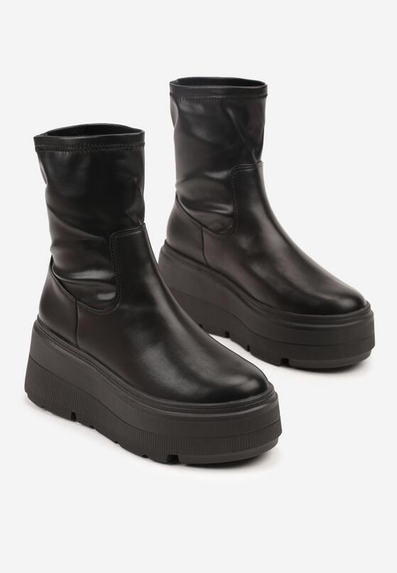 Czarne Wsuwane Botki Vices na Platformie w Stylu Cyber Nilvessa 5