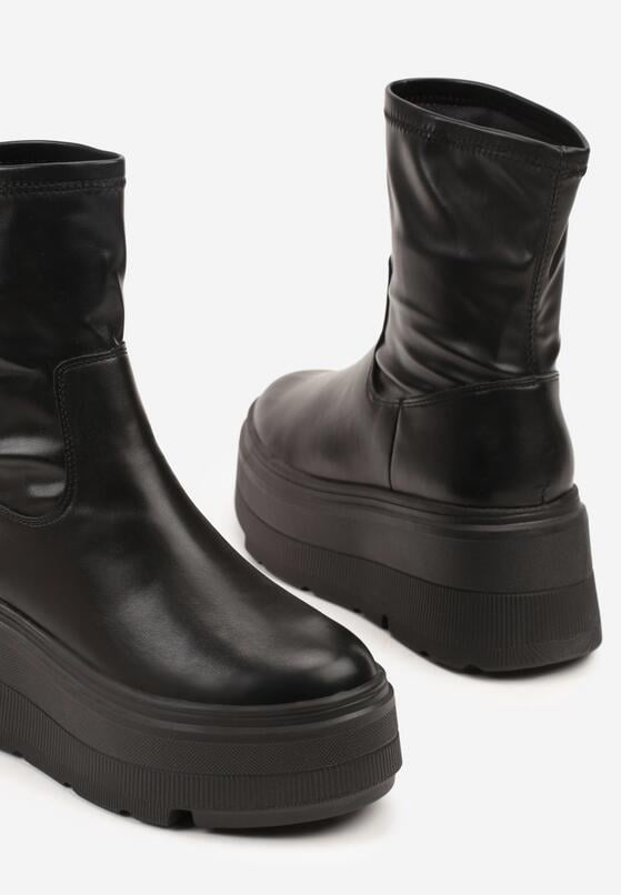 Czarne Wsuwane Botki Vices na Platformie w Stylu Cyber Nilvessa 6