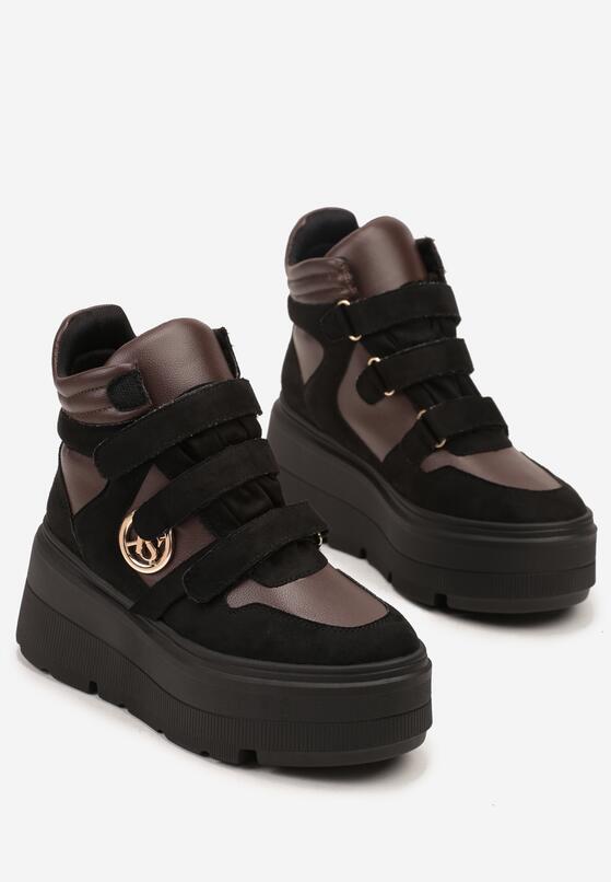 Czarno-Brązowe Botki Vices w Stylu Sneakersów na Platformie Afirriva 2