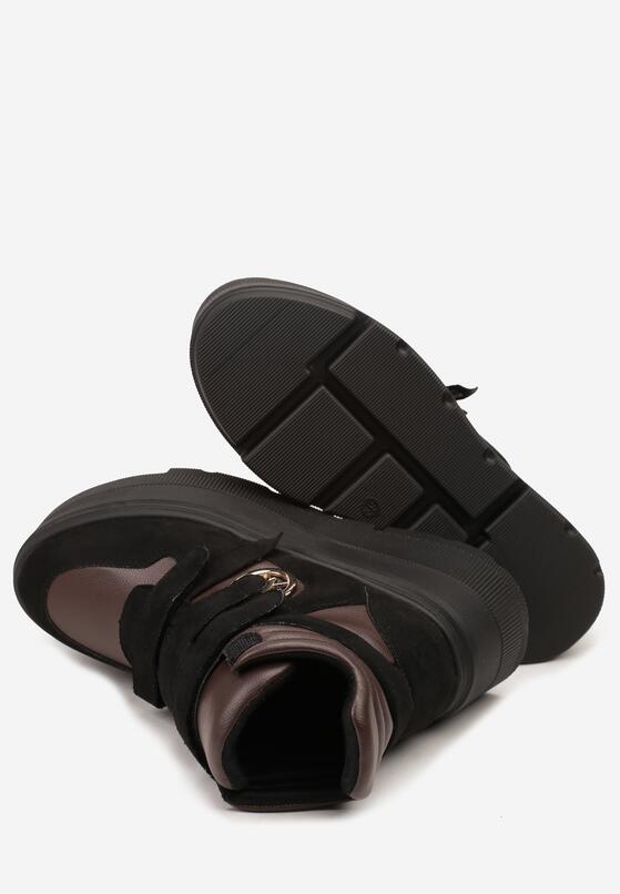 Czarno-Brązowe Botki Vices w Stylu Sneakersów na Platformie Afirriva 4