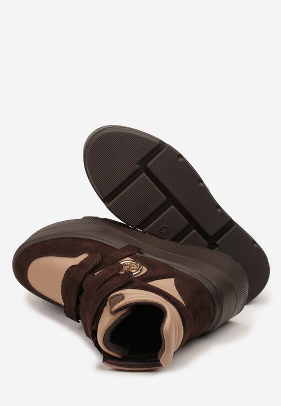Beżowo-Brązowe Botki Vices w Stylu Sneakersów na Platformie Afirriva 4