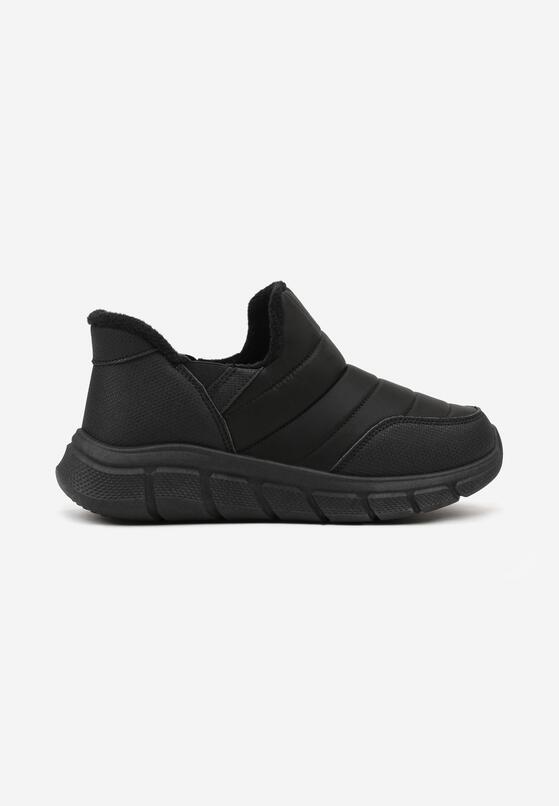 Czarne Pikowane Sneakersy na Grubej Tłoczonej Platformie Verta 4