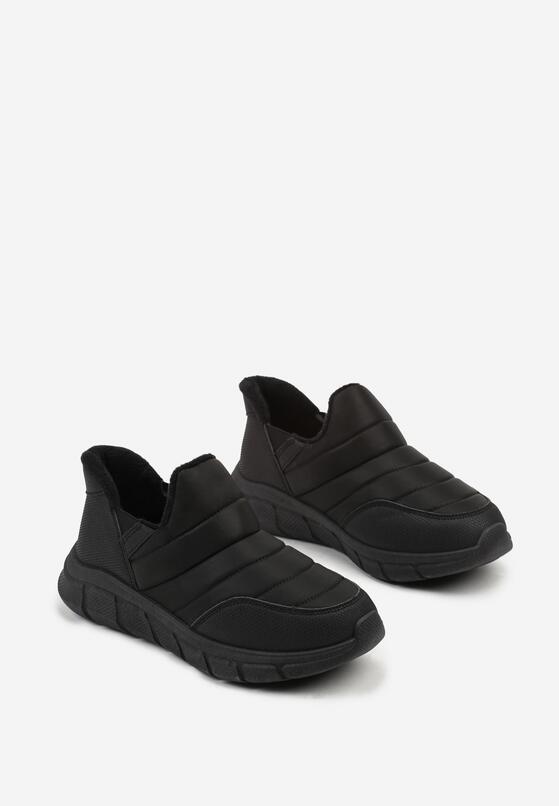 Czarne Pikowane Sneakersy na Grubej Tłoczonej Platformie Verta 5