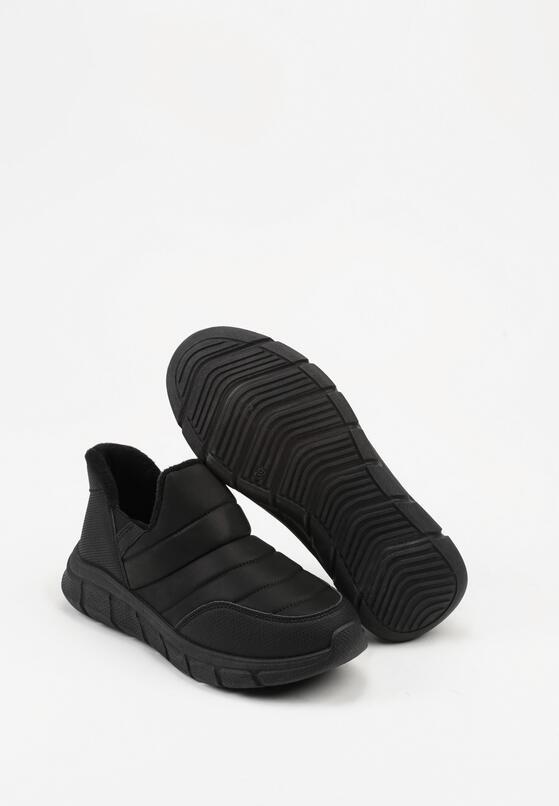 Czarne Pikowane Sneakersy na Grubej Tłoczonej Platformie Verta 7